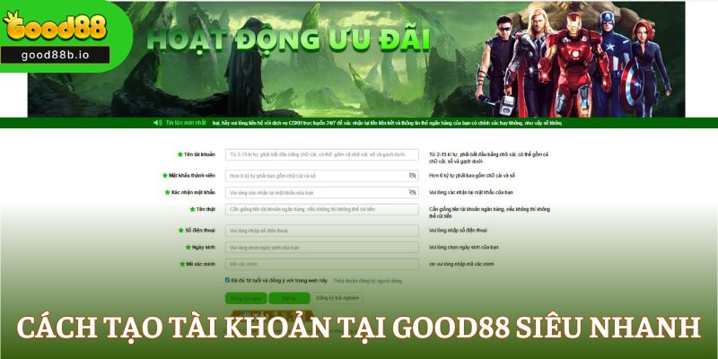 Hướng dẫn cách tạo tài khoản tại Good88 siêu nhanh
